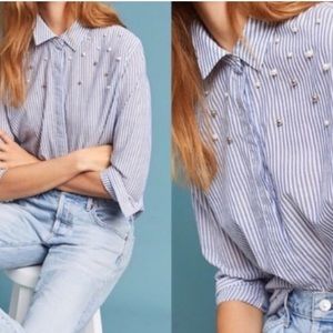 Rails Taylor Banker Stripe Shirt with Pearls